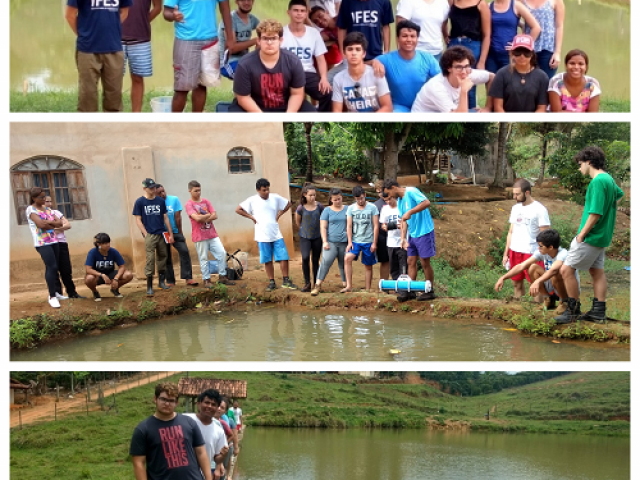 Estudantes do curso de engenharia de aquicultura do Ifes realizam atividade prática integrada com a comunidade.